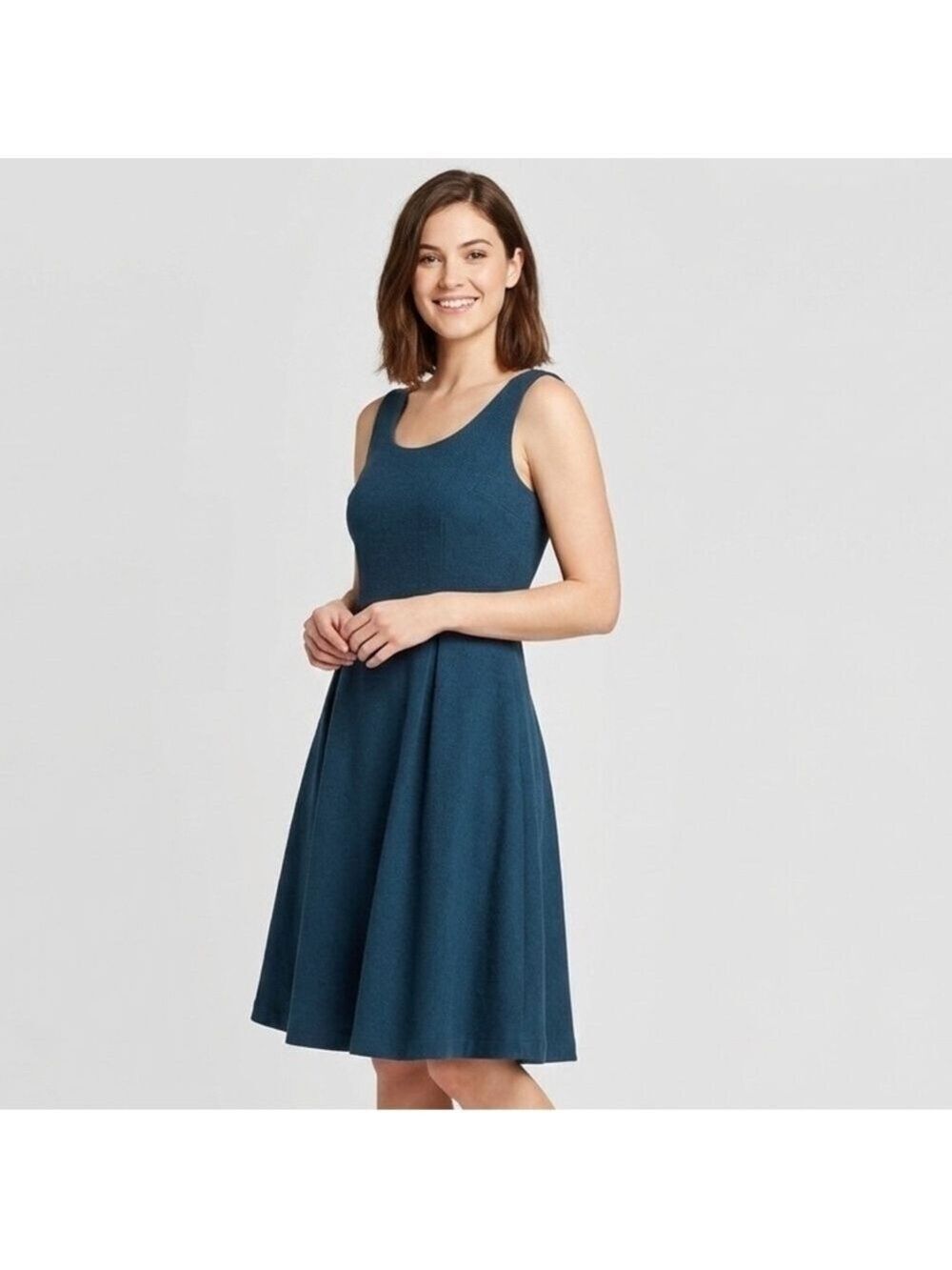 ModCloth Dress Size 4 Teal Wool Blend Sleeveless Lined Pockets Flared Skirt